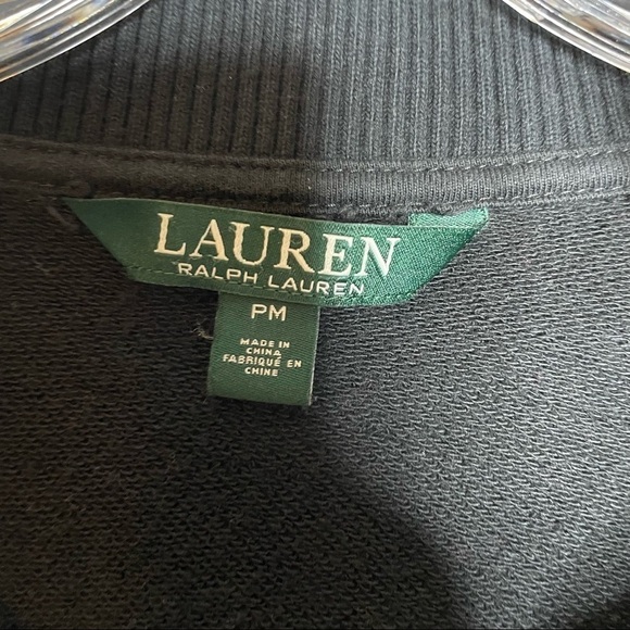 Lauren Ralph Lauren Black White zipper down hoodie sweater jacket PM - Picture 3 of 6